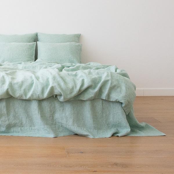 linenme Washed Bed Linen Duvet Melange Mint