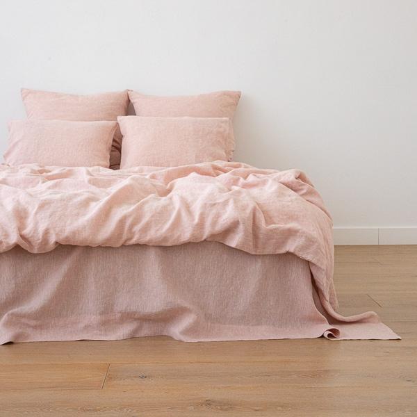 linenme Washed Bed Linen Duvet Melange Rosa