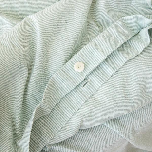 Linenme Washed Bed Linen Duvet Pinstripe Mint