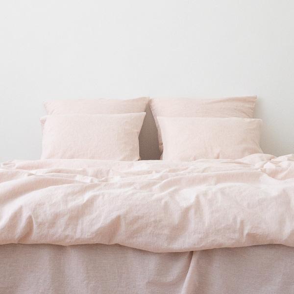 Linenme Washed Bed Linen Duvet Pinstripe Rosa