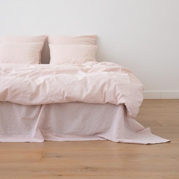 linenme Washed Bed Linen Duvet Pinstripe Rosa