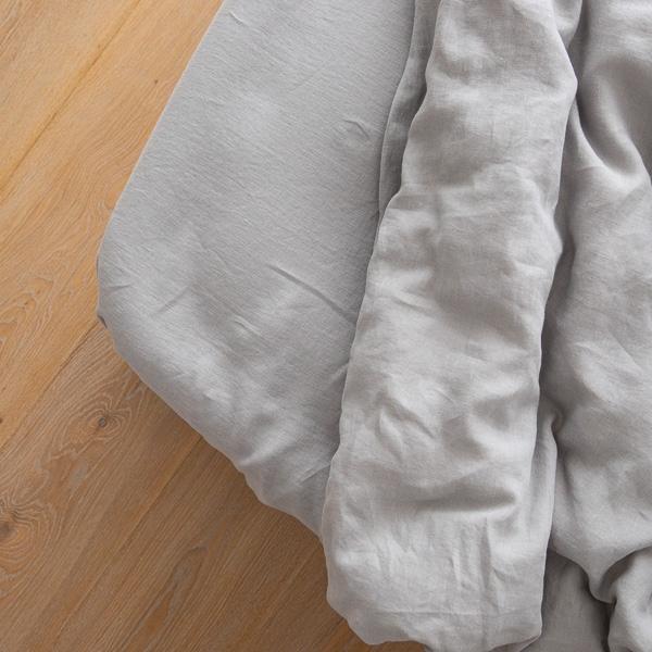 Linenme Washed Bed Linen Fitted Sheet Cool Grey