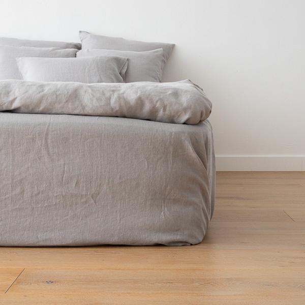 linenme Washed Bed Linen Fitted Sheet Cool Grey