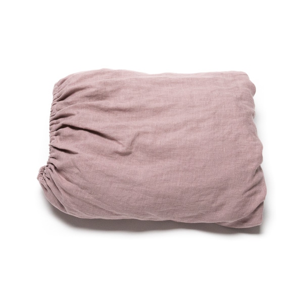 Linenme Washed Bed Linen Fitted Sheet Dusty Rose