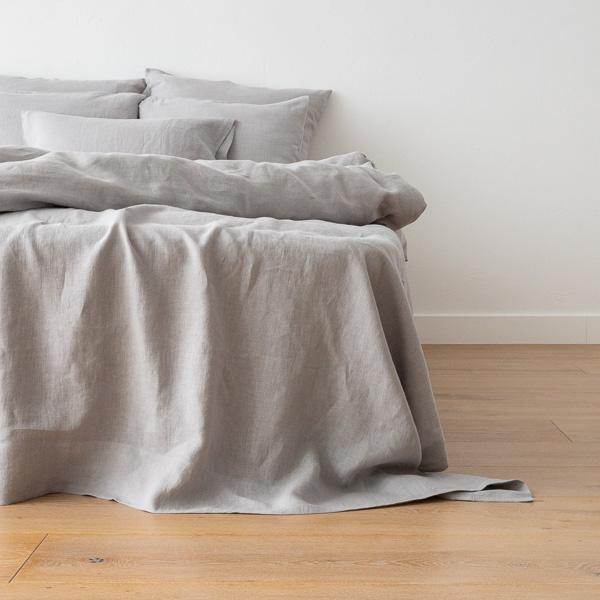 linenme Washed Bed Linen Flat Sheet Cool Grey