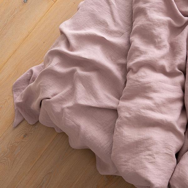 Linenme Washed Bed Linen Flat Sheet Dusty Rose