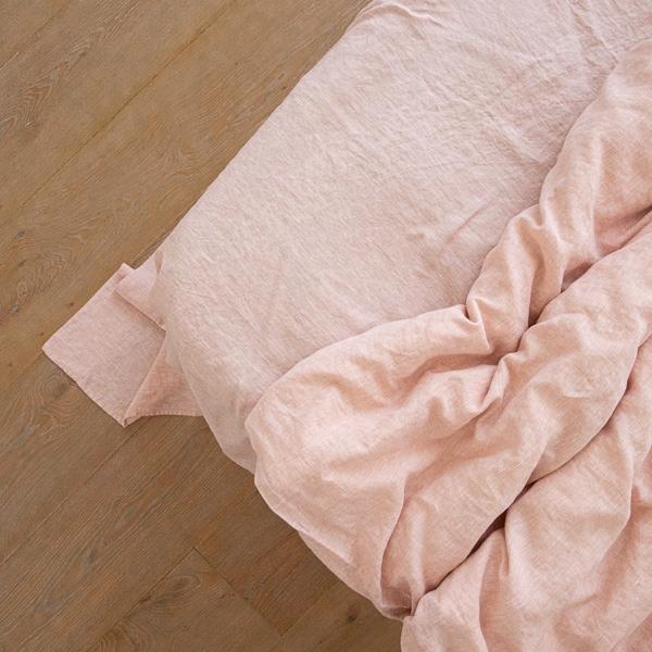 Linenme Washed Bed Linen Flat Sheet Melange Rosa