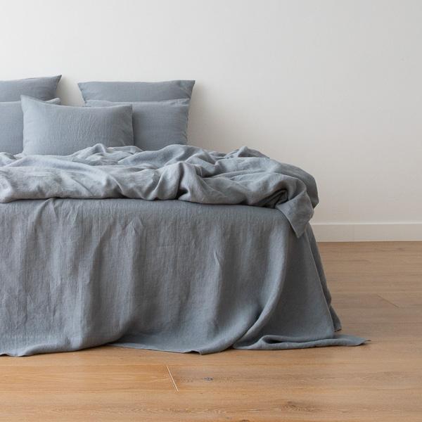 Linenme Washed Bed Linen Flat Sheet Slate Blue