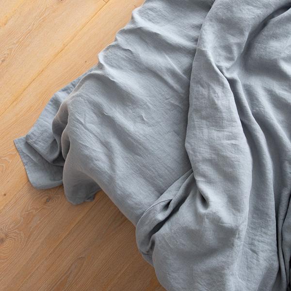 Linenme Washed Bed Linen Flat Sheet Slate Blue