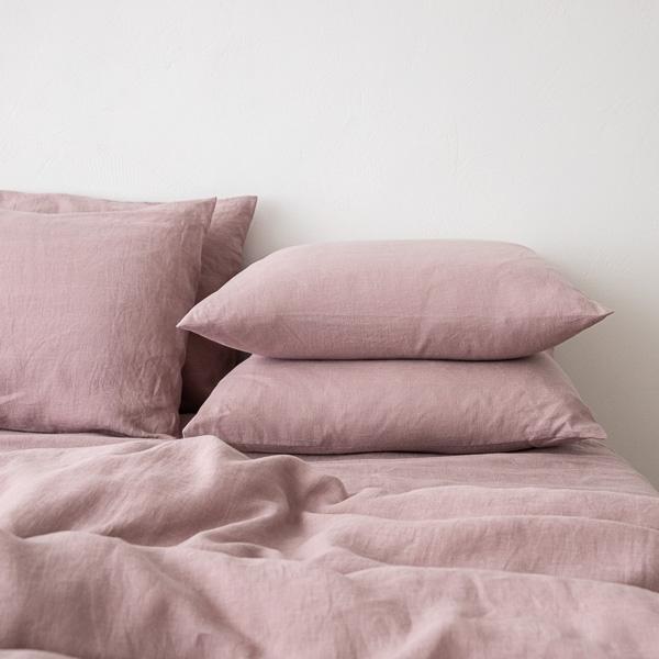 Linenme Washed Bed Linen Pillow Case Dusty Rose