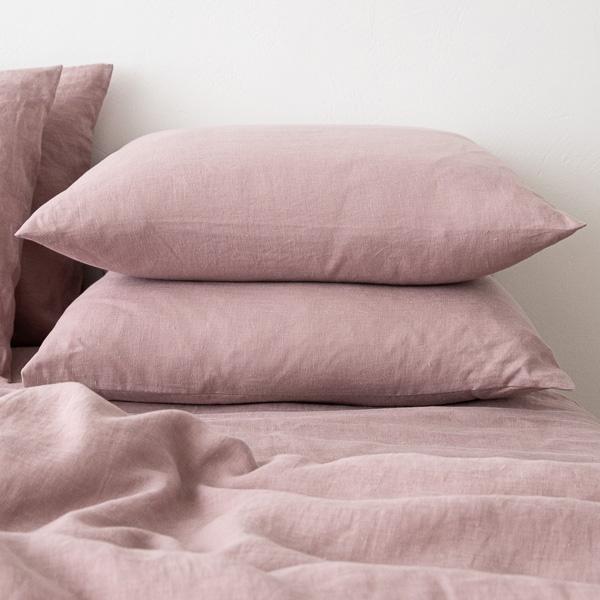 linenme Washed Bed Linen Pillow Case Dusty Rose