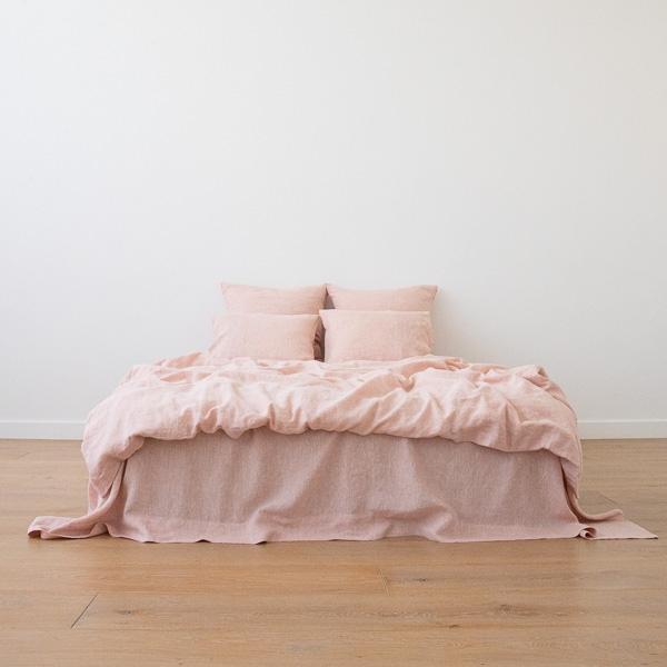 Linenme Washed Bed Linen Pillow Case Melange Rosa