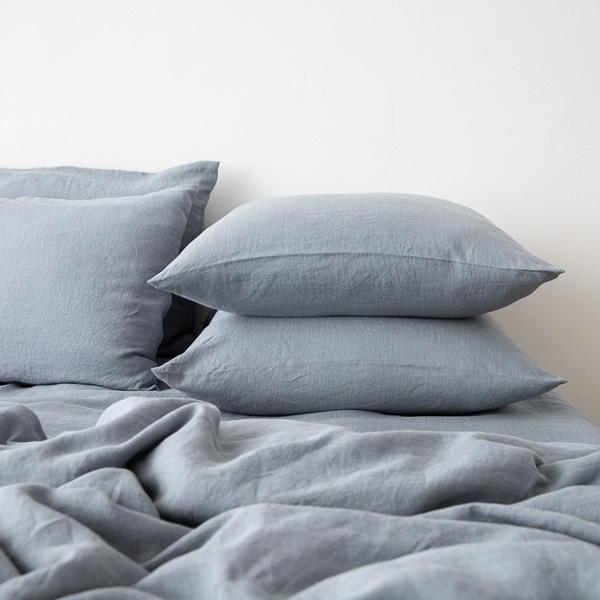 Linenme Washed Bed Linen Pillow Case Slate Blue