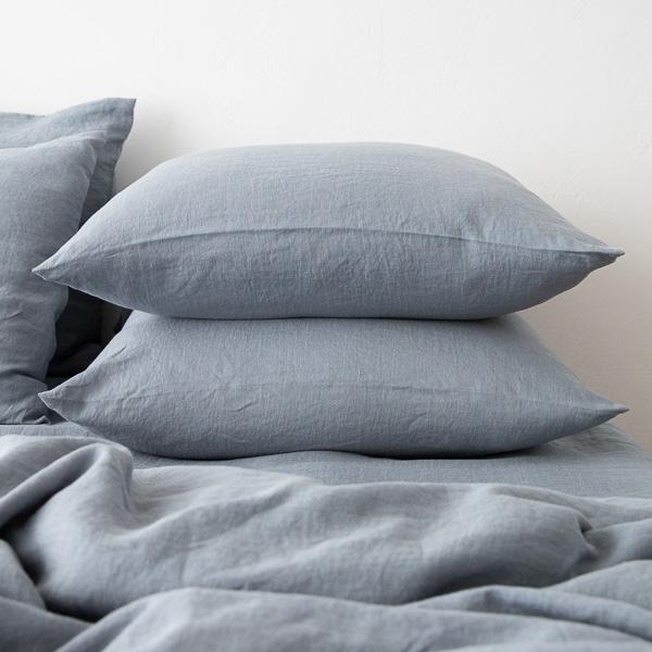 linenme Washed Bed Linen Pillow Case Slate Blue