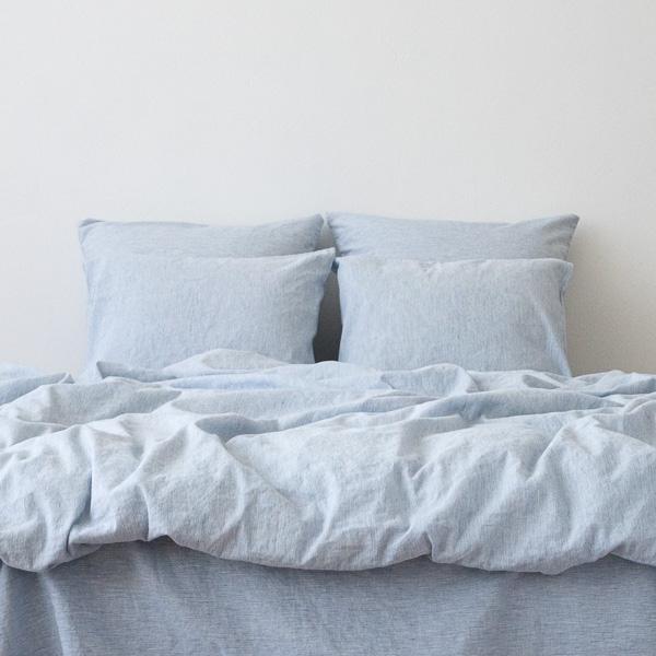 linenme Washed Bed Linen Set Pinstripe Blue