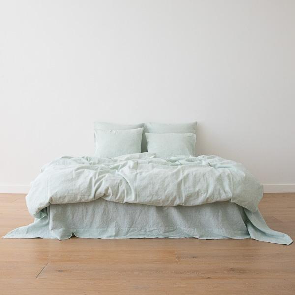 Linenme Washed Bed Linen Set Pinstripe Mint