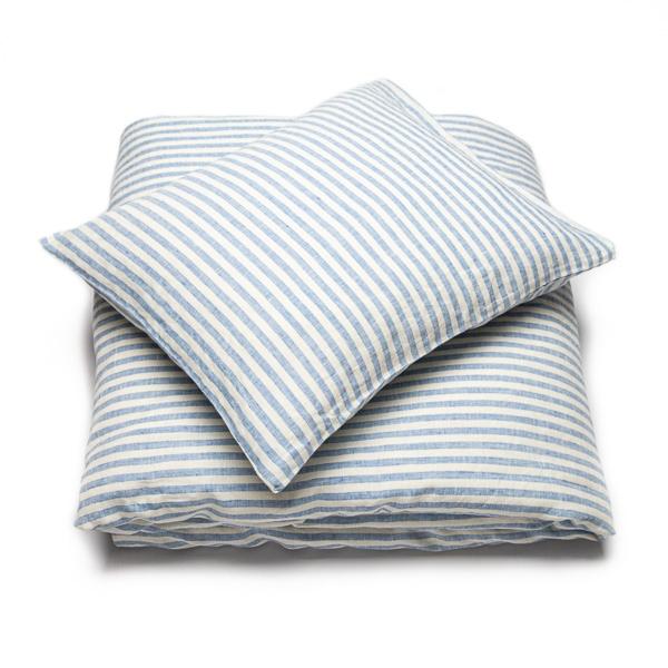 Linenme Washed Bed Linen Set Ticking Stripe Blue