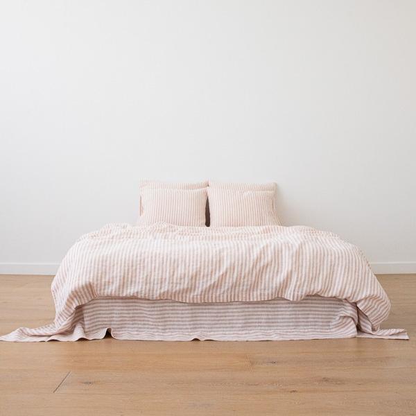 Linenme Washed Bed Linen Set Ticking Stripe Rosa