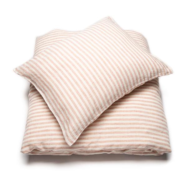 Linenme Washed Bed Linen Set Ticking Stripe Rosa