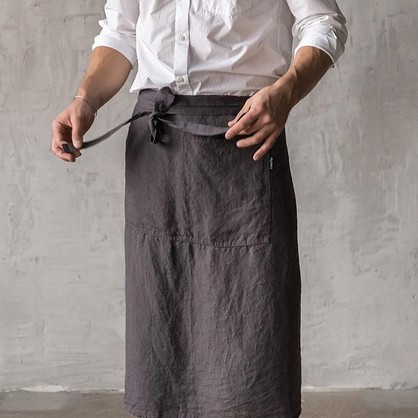 Linenme Washed Linen Men's Chef's Apron Grey