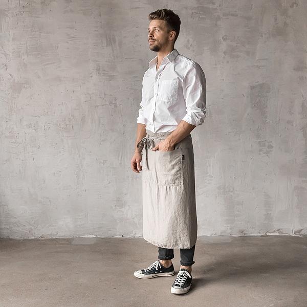 Linenme Washed Linen Men's Chef's Apron Taupe