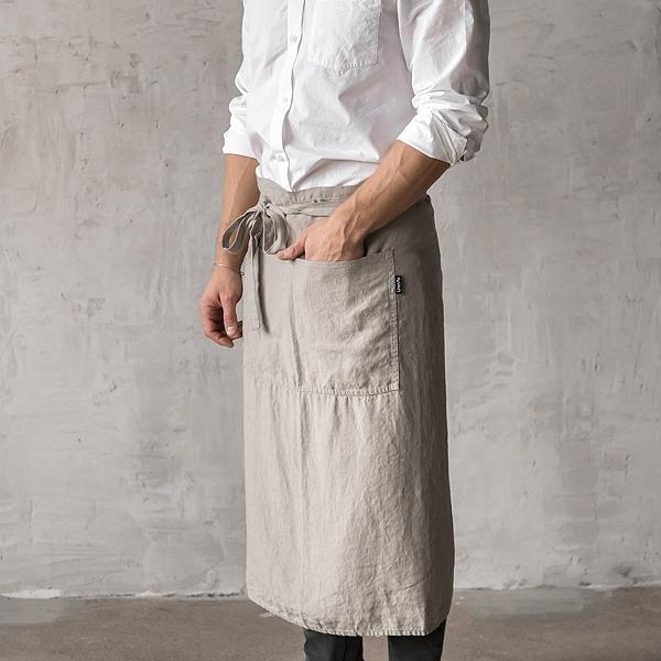 Linenme Washed Linen Men's Chef's Apron Taupe