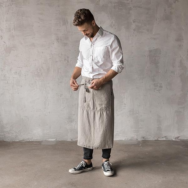 Linenme Washed Linen Men's Chef's Apron Taupe