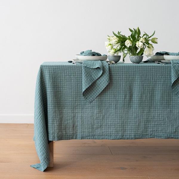 Linenme Washed Linen Napkin Arctic White Check