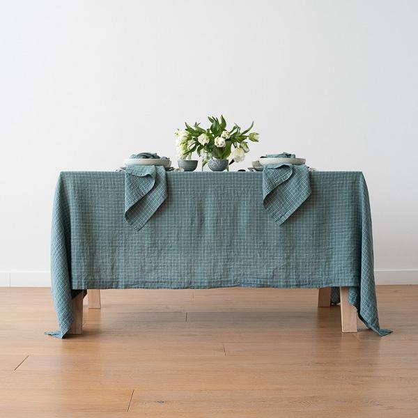 Linenme Washed Linen Napkin Arctic White Check