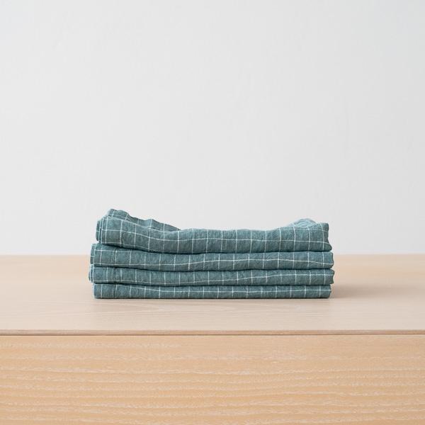 linenme Washed Linen Napkin Arctic White Check