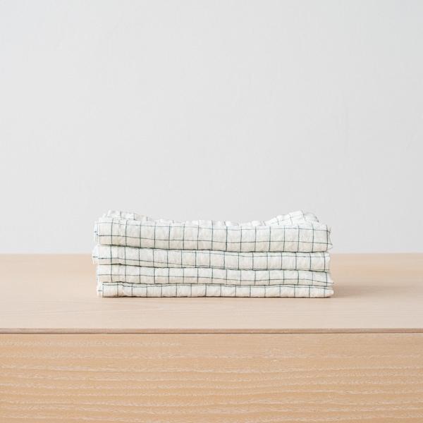 Linenme Washed Linen Napkin White Arctic Check