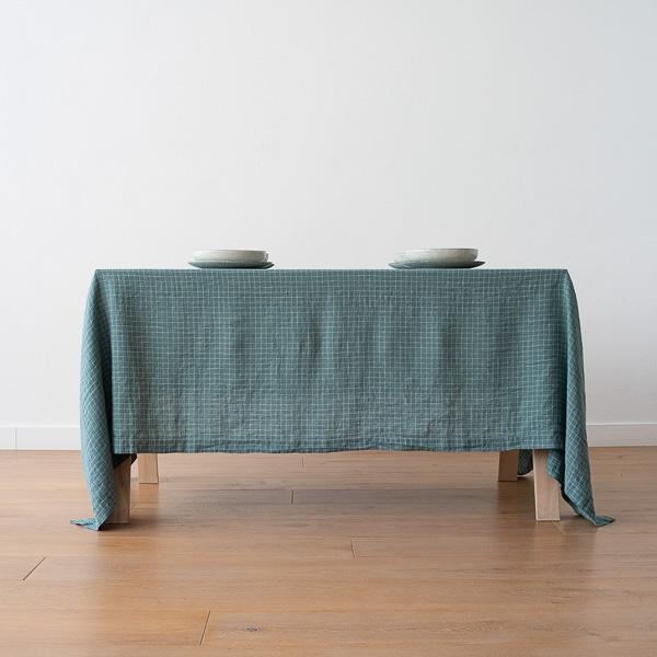 Linenme Washed Linen Tablecloth Arctic White Check