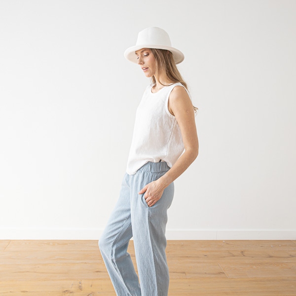 Linenme Washed Linen Tank Top Anthracite Alice