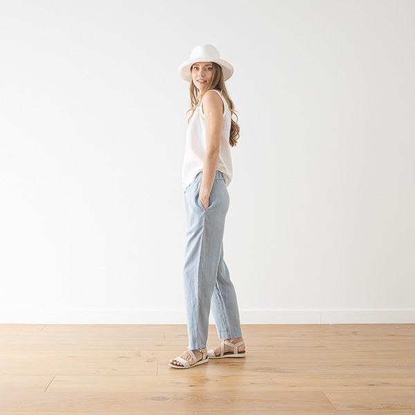 Linenme Washed Linen Tank Top Anthracite Alice