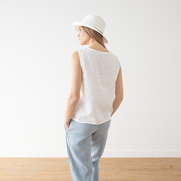 Linenme Washed Linen Tank Top Anthracite Alice