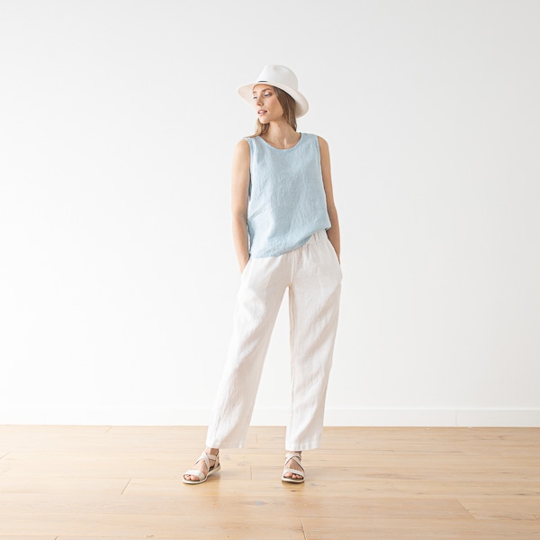 Linenme Washed Linen Tank Top Anthracite Alice