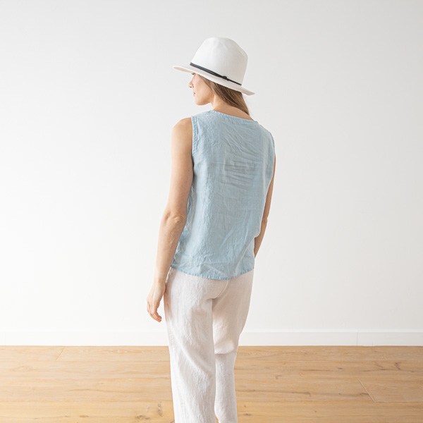 Linenme Washed Linen Tank Top Anthracite Alice