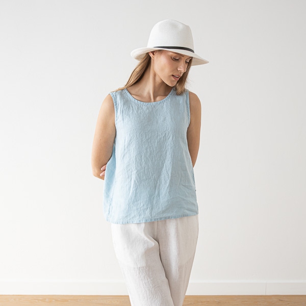 linenme Washed Linen Tank Top Anthracite Alice