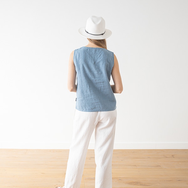 Linenme Washed Linen Tank Top Anthracite Alice