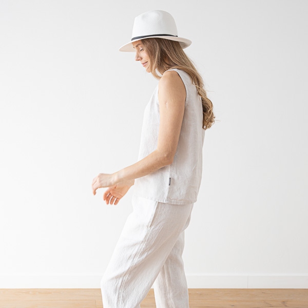 Linenme Washed Linen Tank Top Anthracite Alice