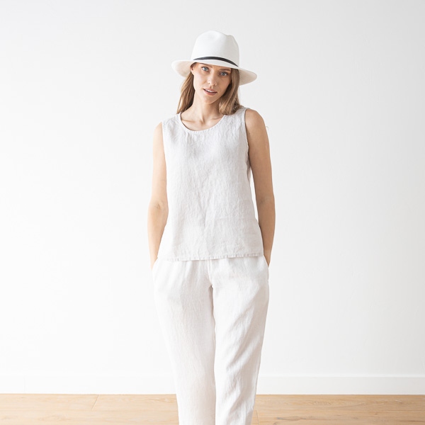 linenme Washed Linen Tank Top Anthracite Alice