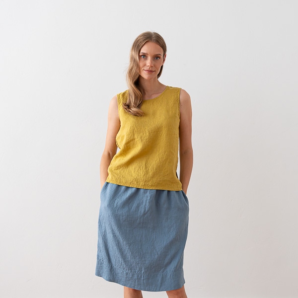 Linenme Washed Linen Tank Top Anthracite Alice