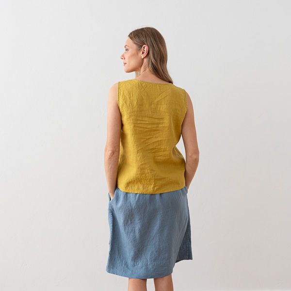 Linenme Washed Linen Tank Top Anthracite Alice