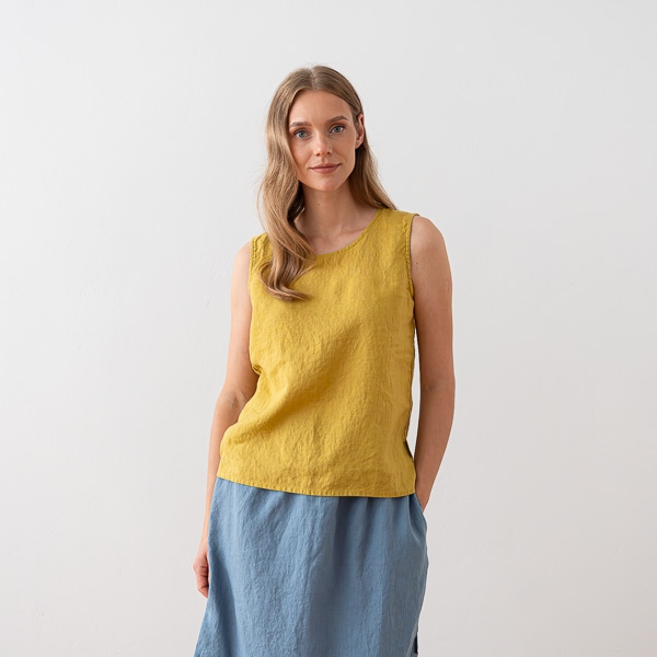 linenme Washed Linen Tank Top Anthracite Alice