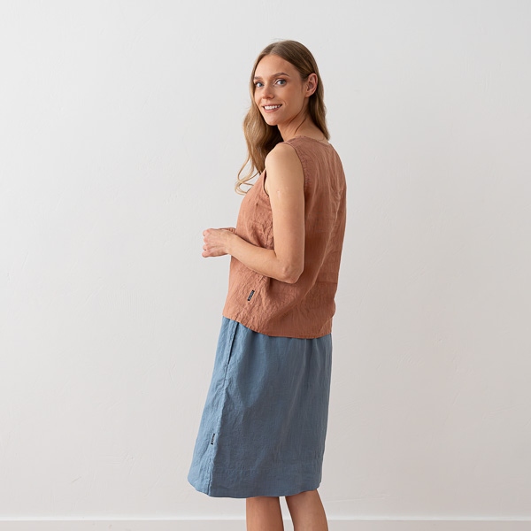 Linenme Washed Linen Tank Top Anthracite Alice