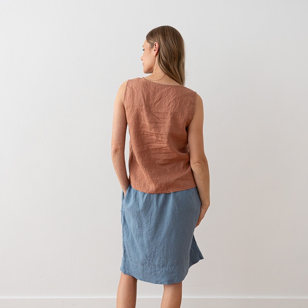 Linenme Washed Linen Tank Top Anthracite Alice