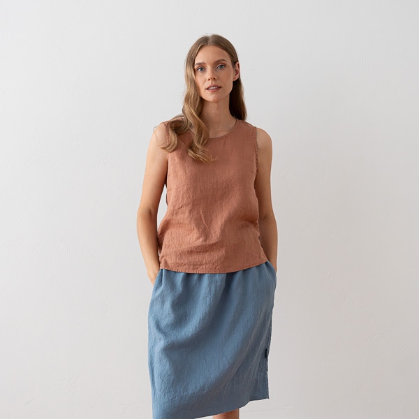 linenme Washed Linen Tank Top Anthracite Alice