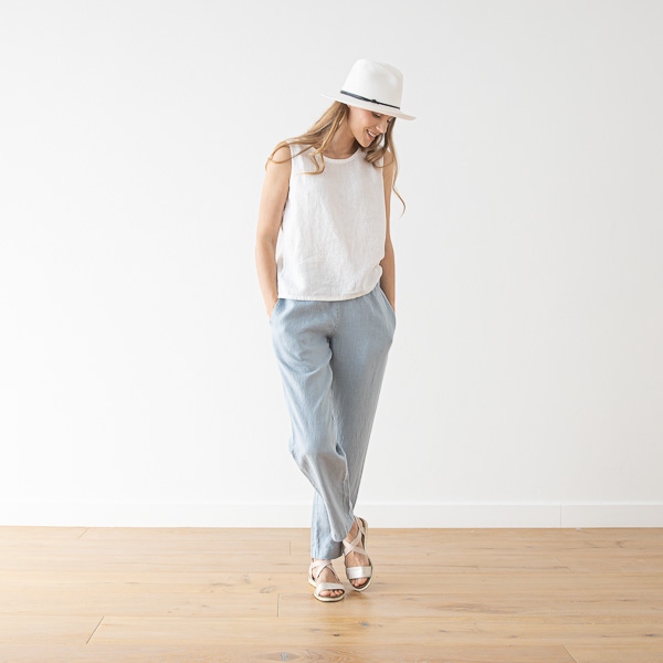 linenme Washed Linen Tank Top Anthracite Alice