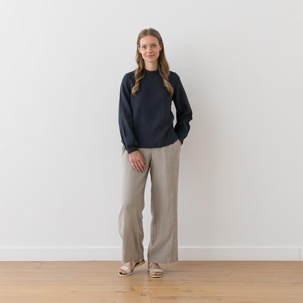 linenme Washed Natural Linen Trousers Ruth