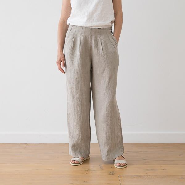 Linenme Washed Olive Green Linen Trousers Florence